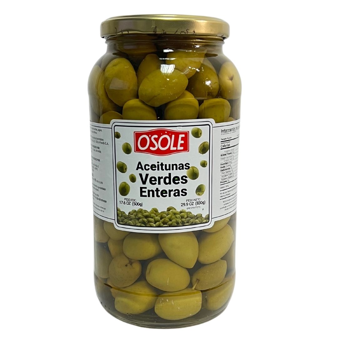 ACEITUNAS VERDES ENTERAS 830GR VIDRIO