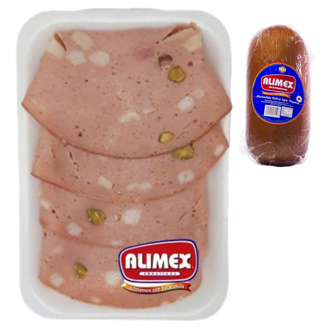 BANDEJA MORTADELA TAPARA ALIMEX 100GR