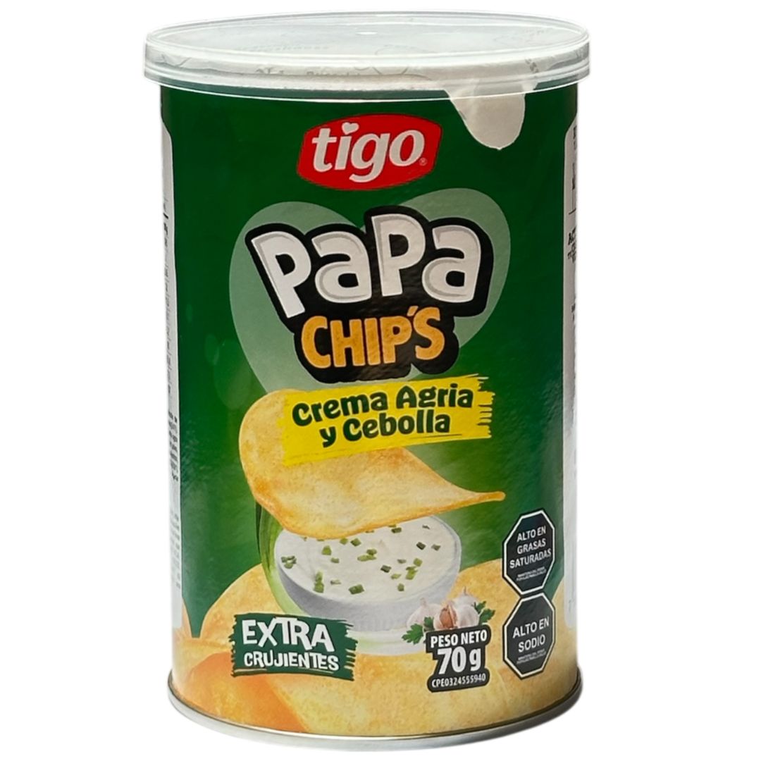 PAPAS CHIPS TIGO CREMA Y CEBOLLA 70GR