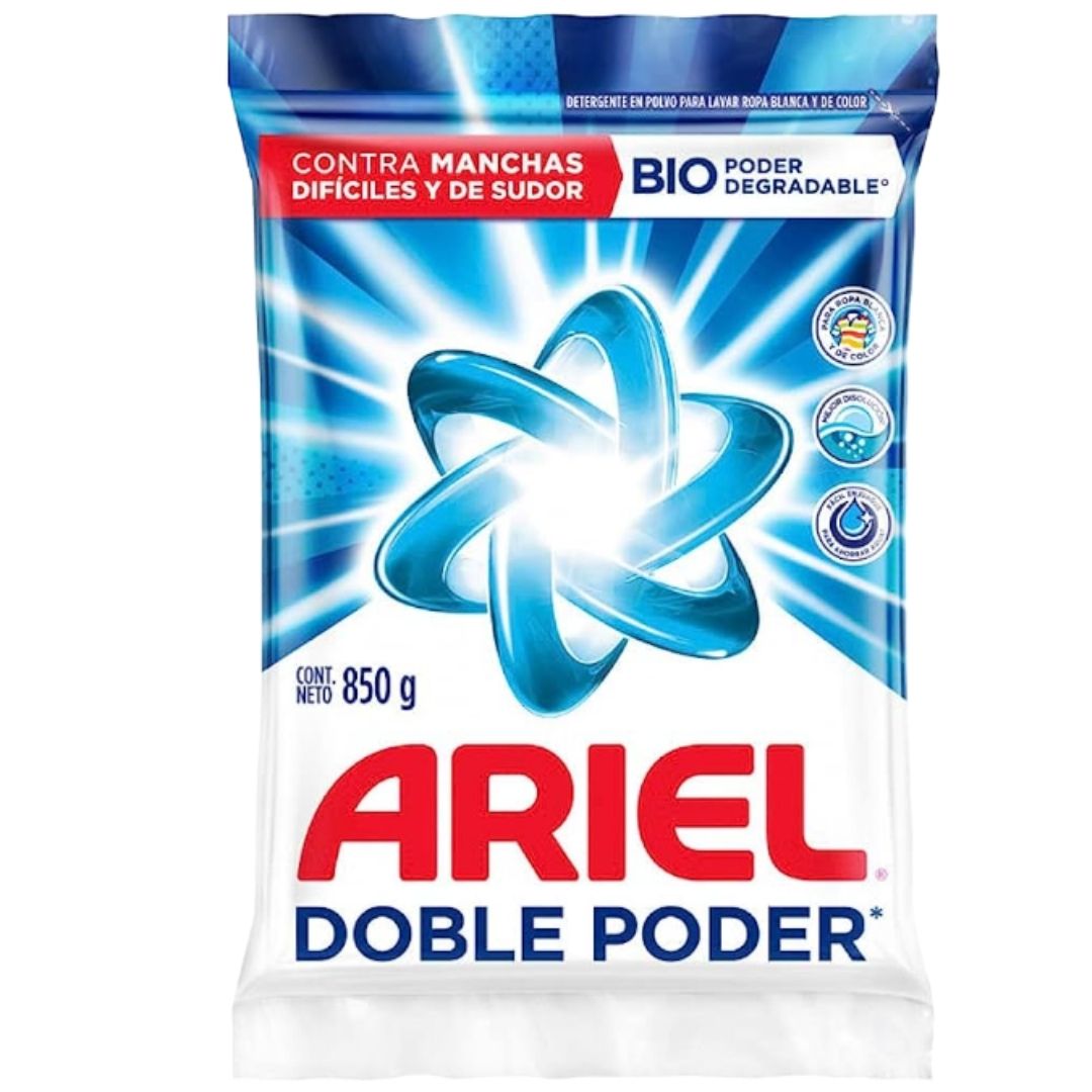 DETERGENTE ARIEL DOBLE PODER 850GR