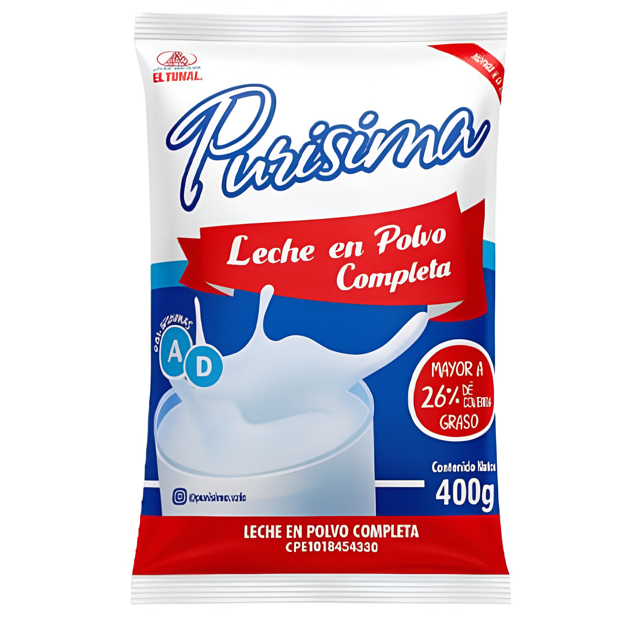LECHE EN POLVO COMPLETA PURISIMA 400GR