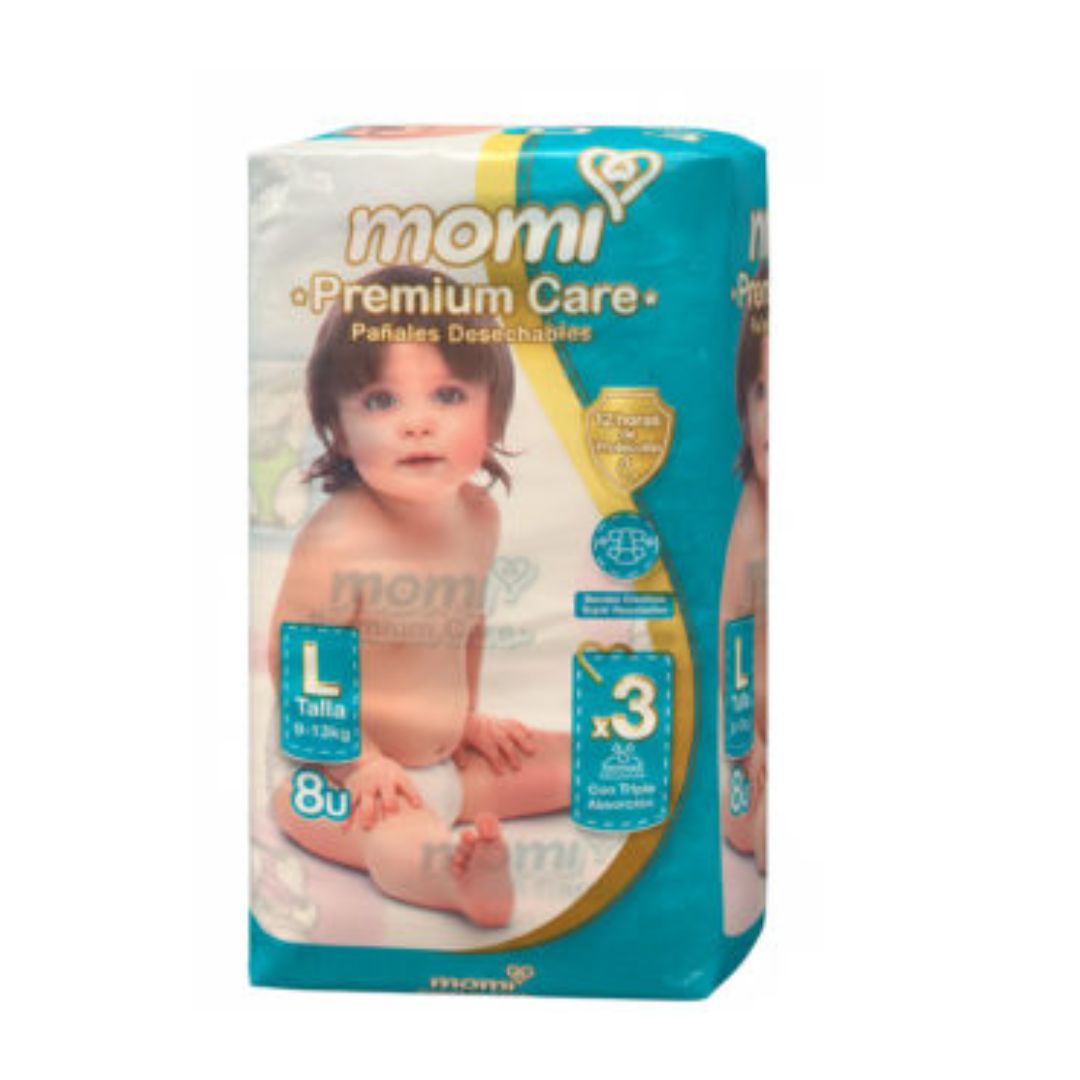 PAÑAL L (9-13KG ) PREMIUM MOMI 8UDS