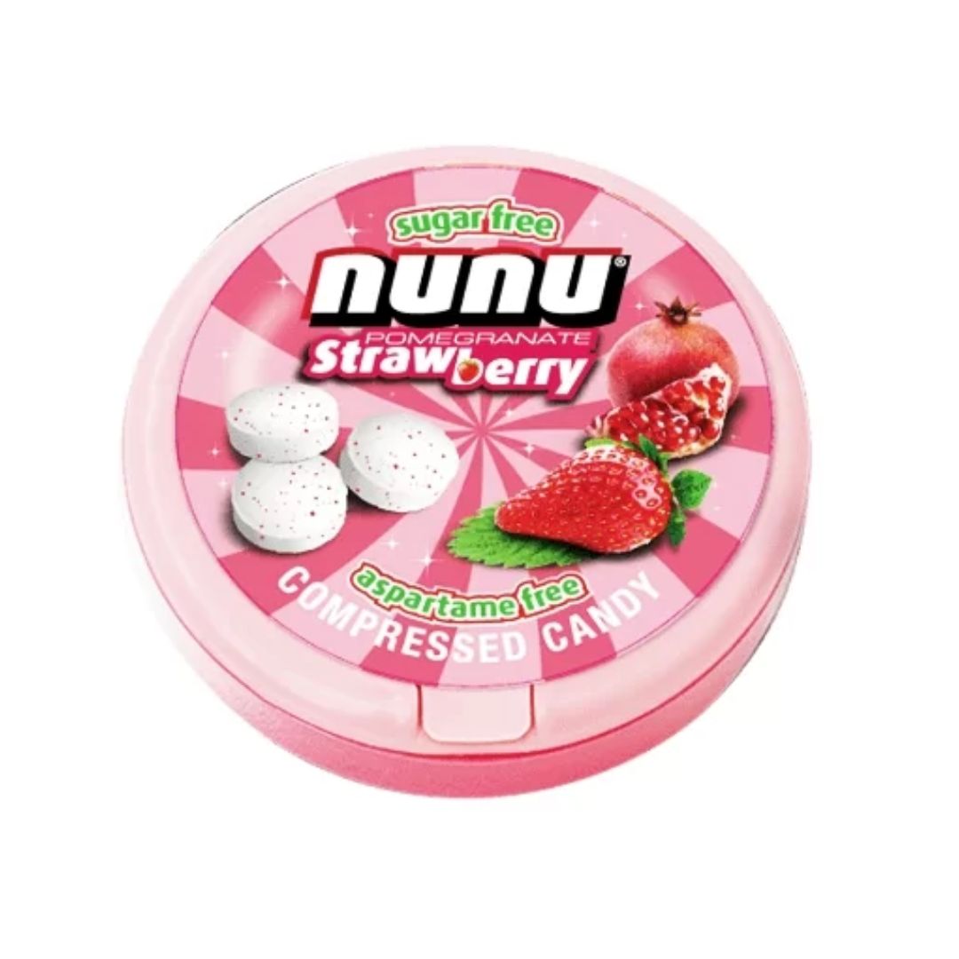 CARAMELO SIN AZUCAR GRANADA Y FRESA NUNU 12GR