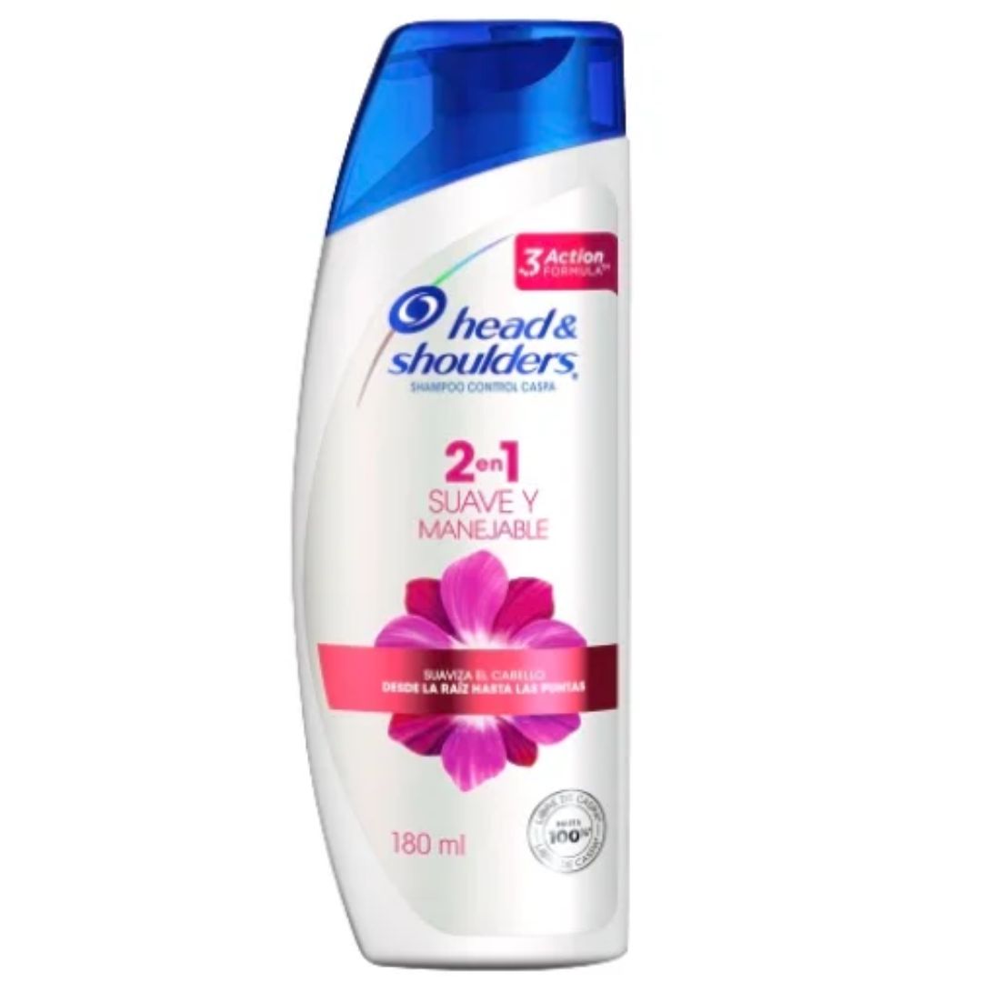 SHAMPOO H&S 2EN1 SUAVE MANEJABLE 180ML
