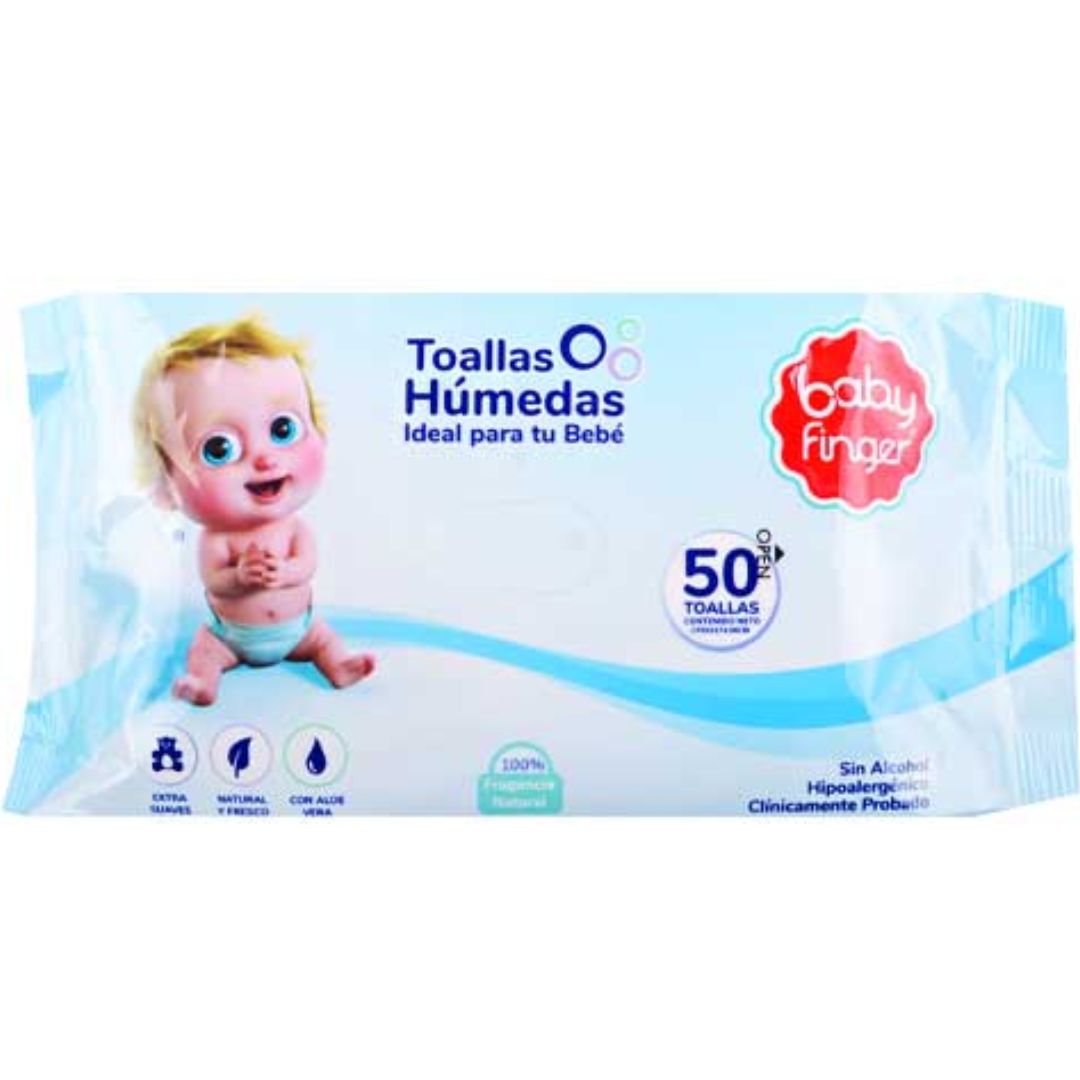 TOALLAS HUMEDAS BABY FINGER AZUL 50 UNDS