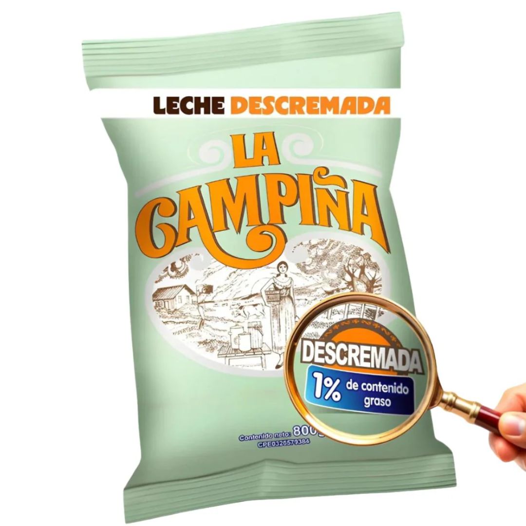 LECHE POLVO DESCREMADA CAMPIÑA 800GR