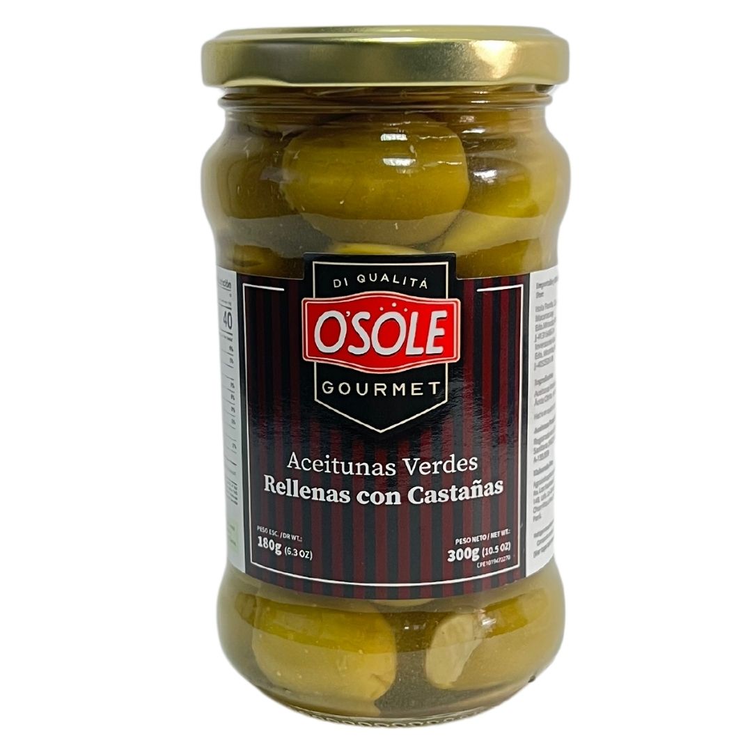 ACEITUNAS VERDES C/CASTAÑA 300GR VIDRIO