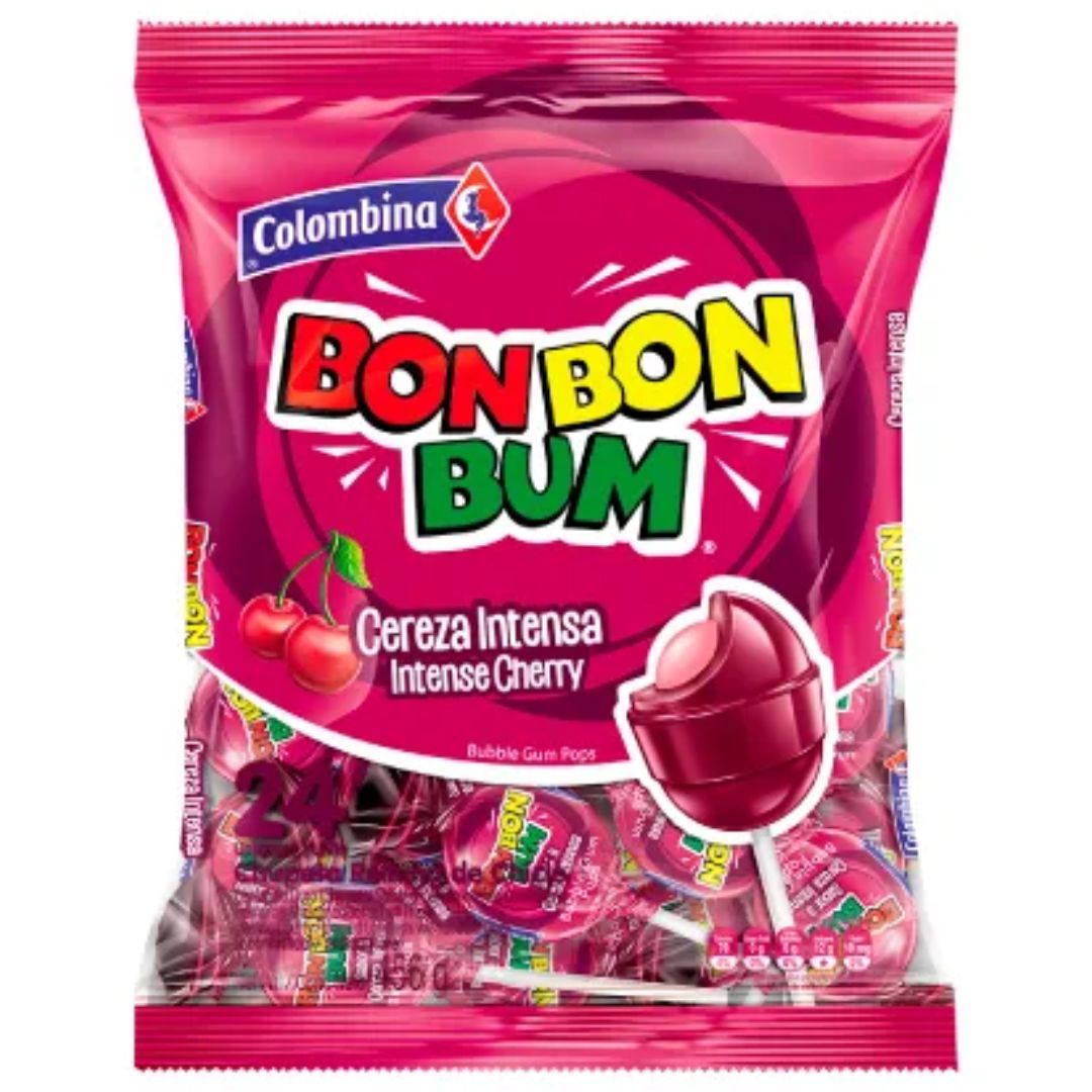 PAQ CHUPETA BOM BOM BUM CEREZA 24UND
