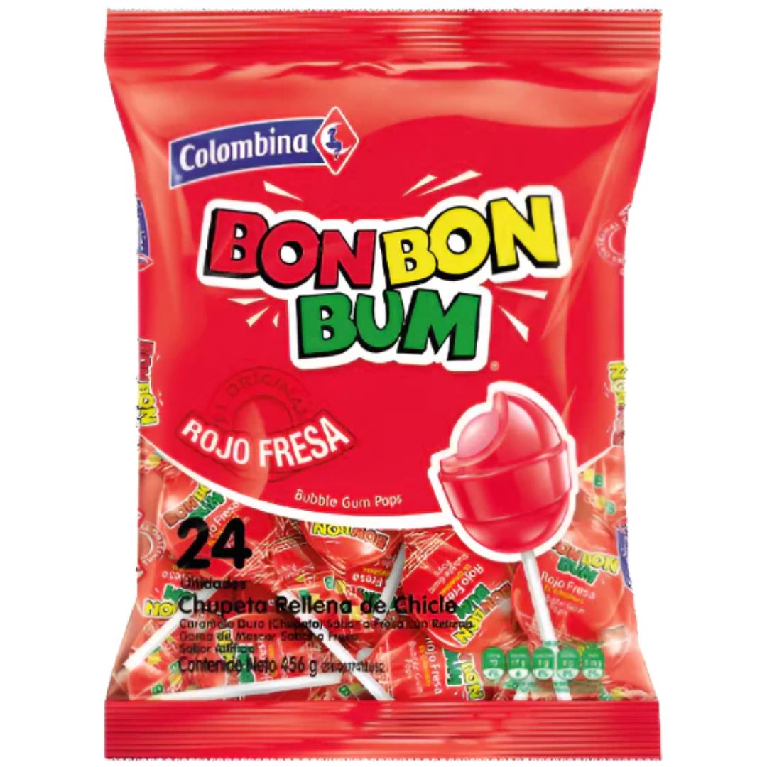 PAQ CHUPETA BON BON BUM FRESA 24UND