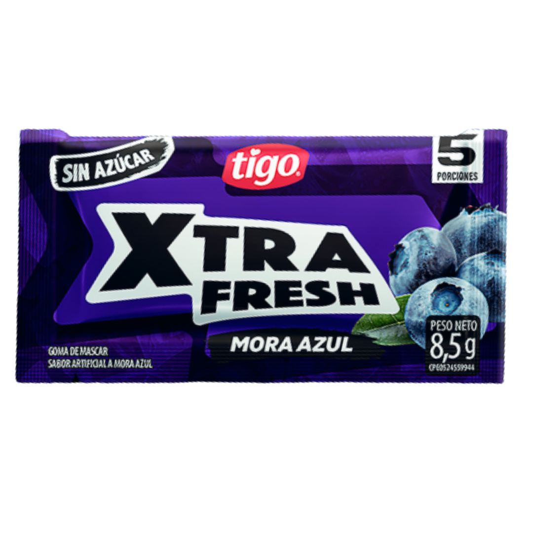CHICLE XTRAFRESH MORA 5 UNIDADES