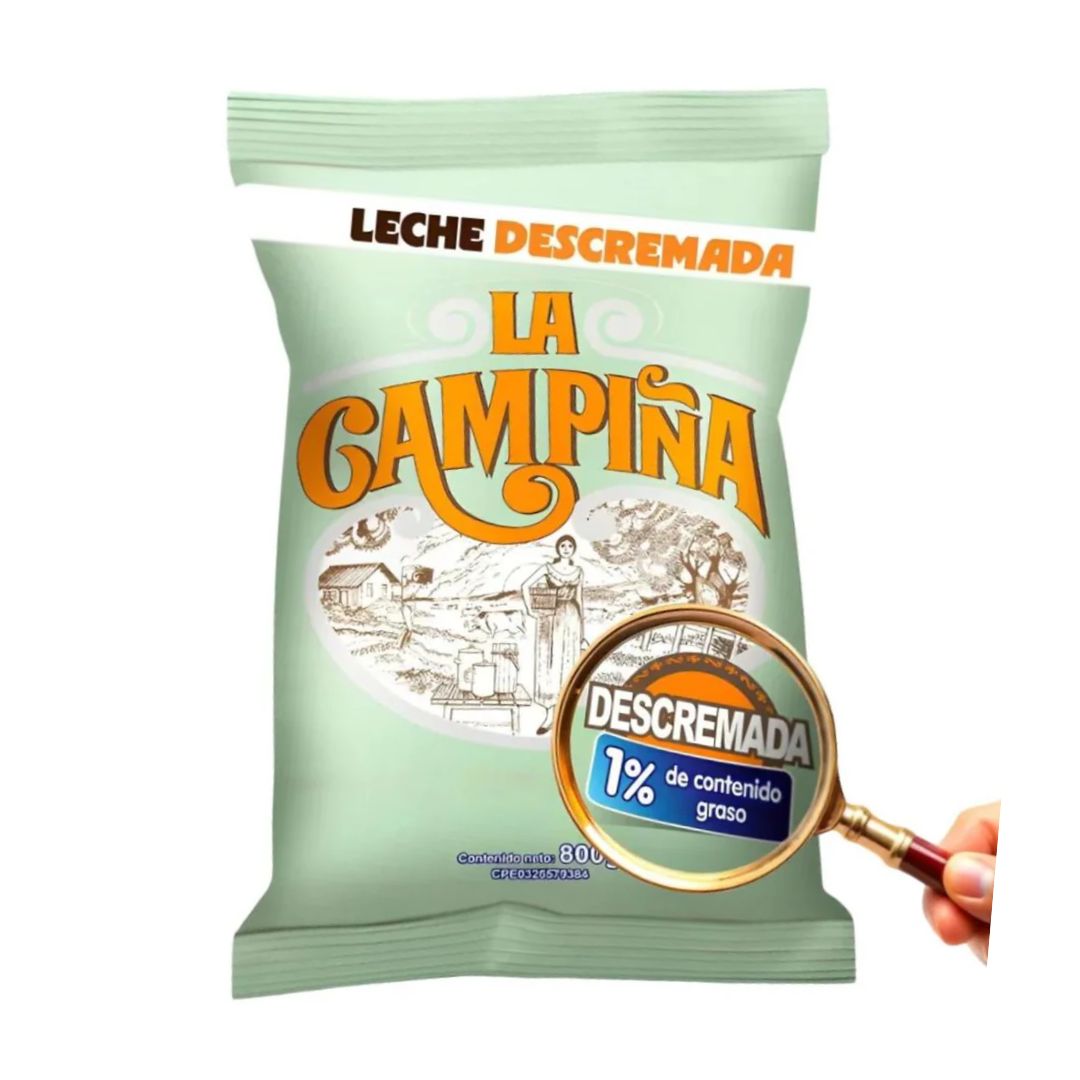 LECHE POLVO DESCREMADA CAMPIÑA 800GR