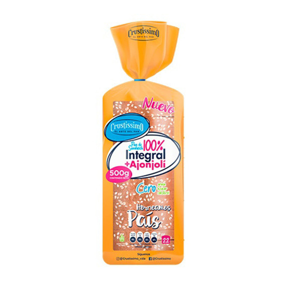 PAN DE SANDWICH INTEGRAL CON AJONJOLI CRUSTISSIMO 500GR