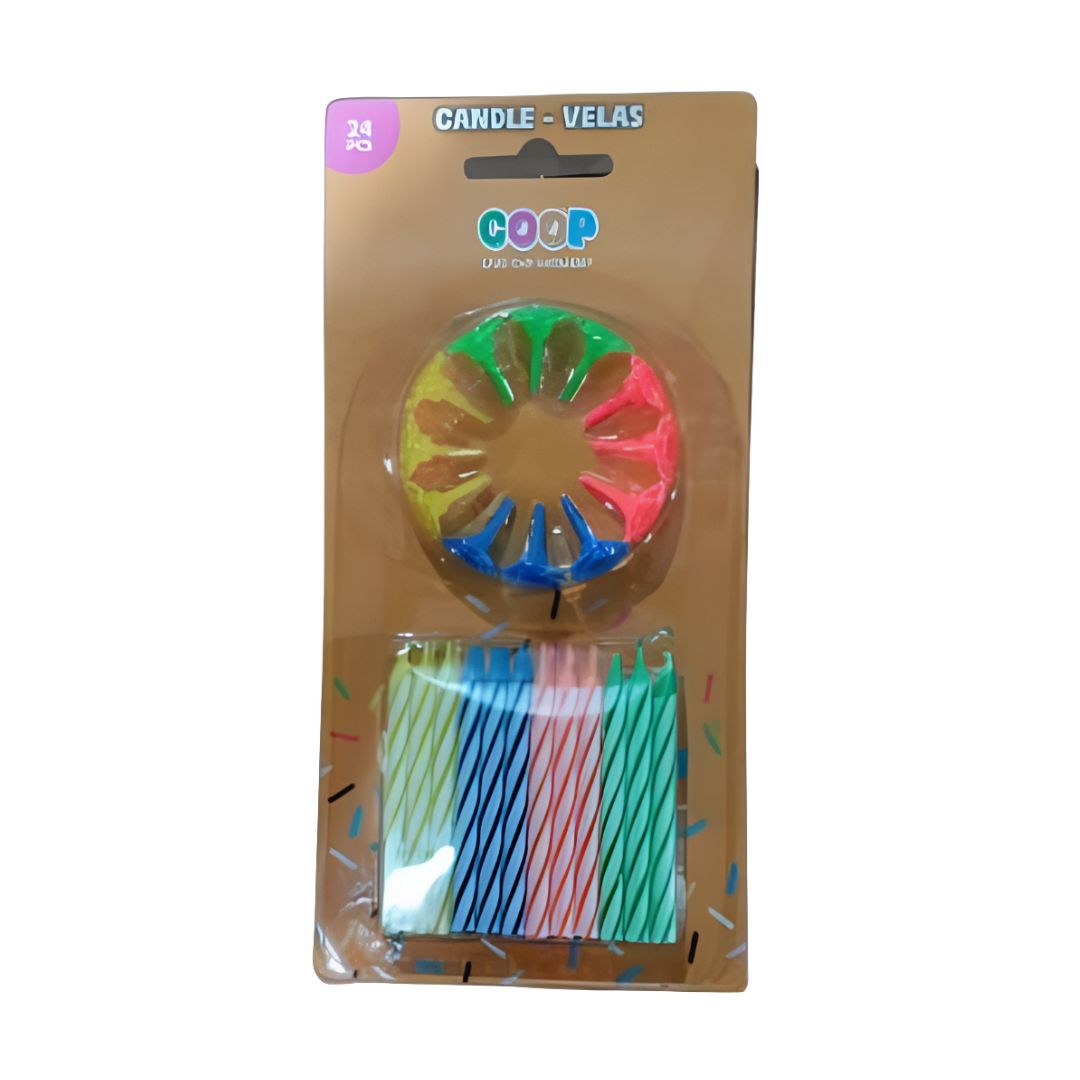 VELAS COLORES MIXTOS COOP 24PCS
