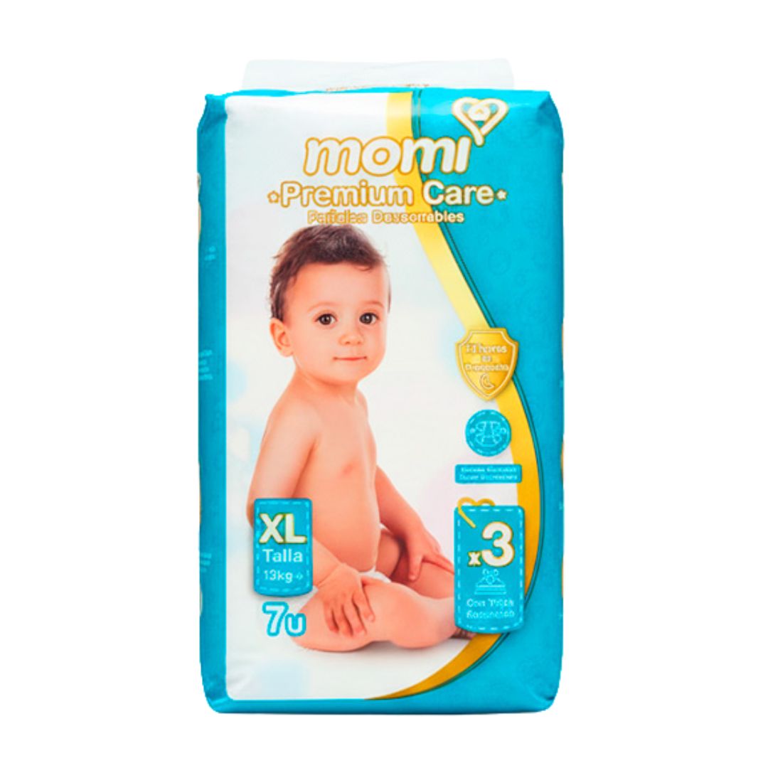 PAÑAL XL (+13 KG) PREMIUM MOMI 7UDS