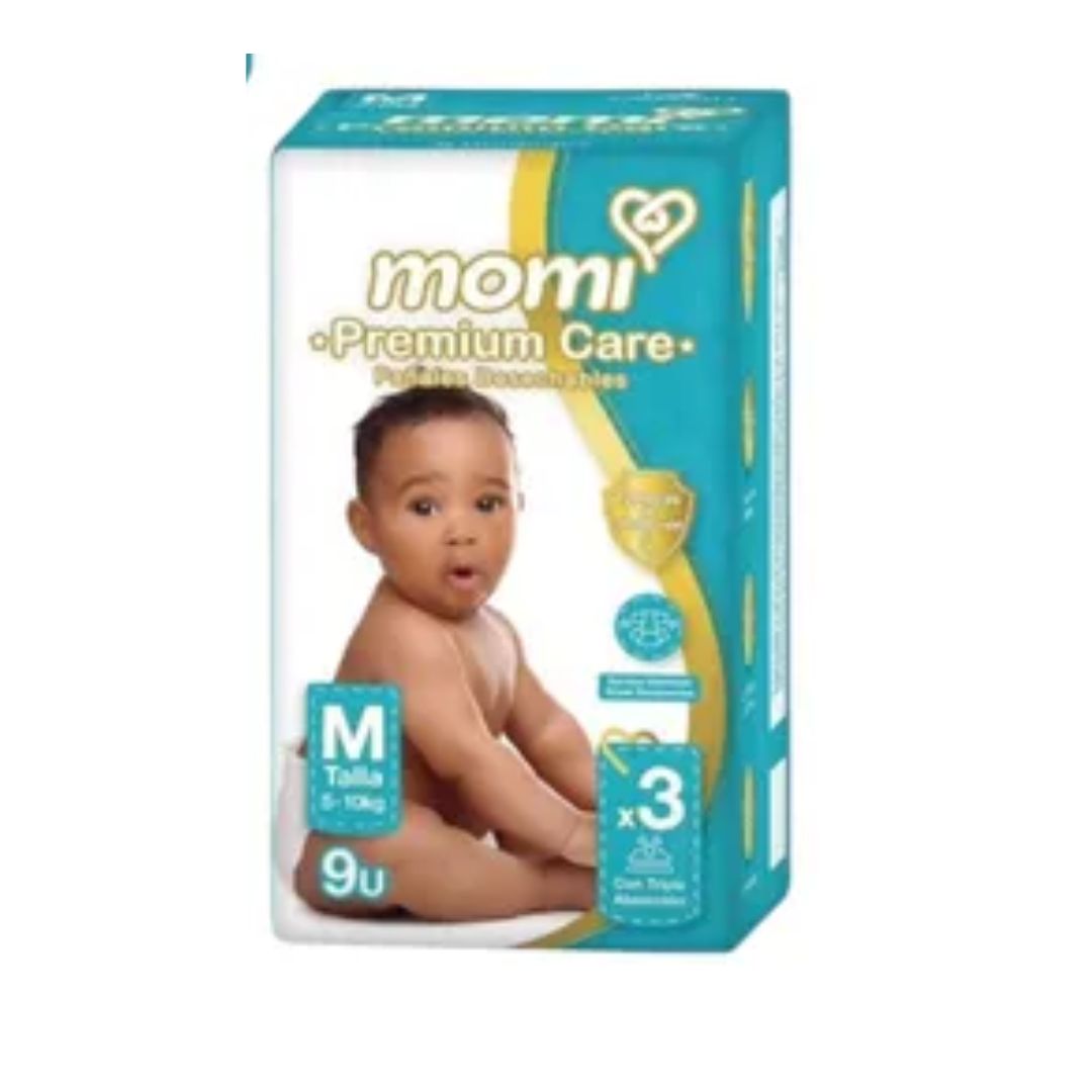 PAÑAL M (5-10KG ) PREMIUM MOMI 9UDS