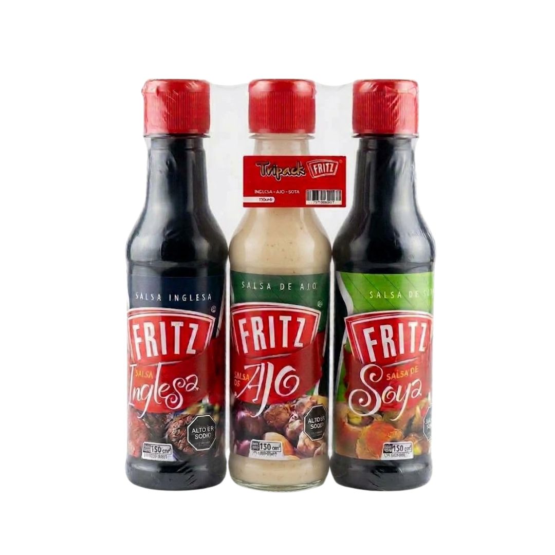 SALSA TRIPACK FRITZ (SOYA,AJO, INGLESA) 150ML