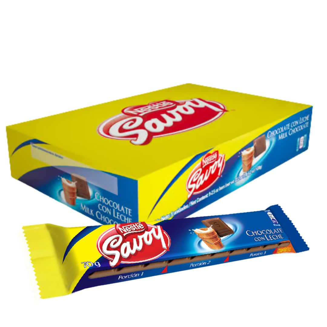 DISPLAY CHOCOLATE SAVOY C/LECHE 9x70GR