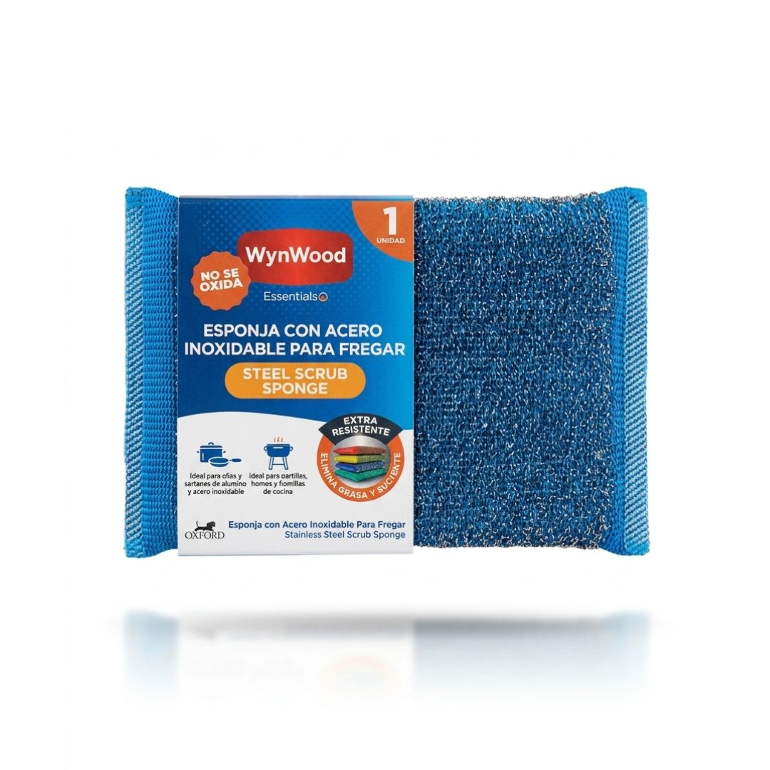 ESPONJA CON ACERO INOXIDABLE PARA FREGAR WYNWOOD