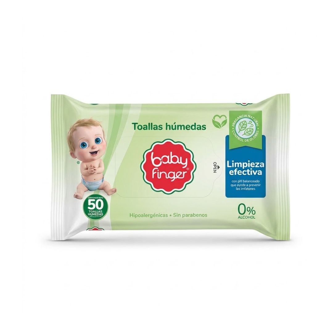TOALLAS HUMEDAS BABY FINGER VERDE 50UNDS
