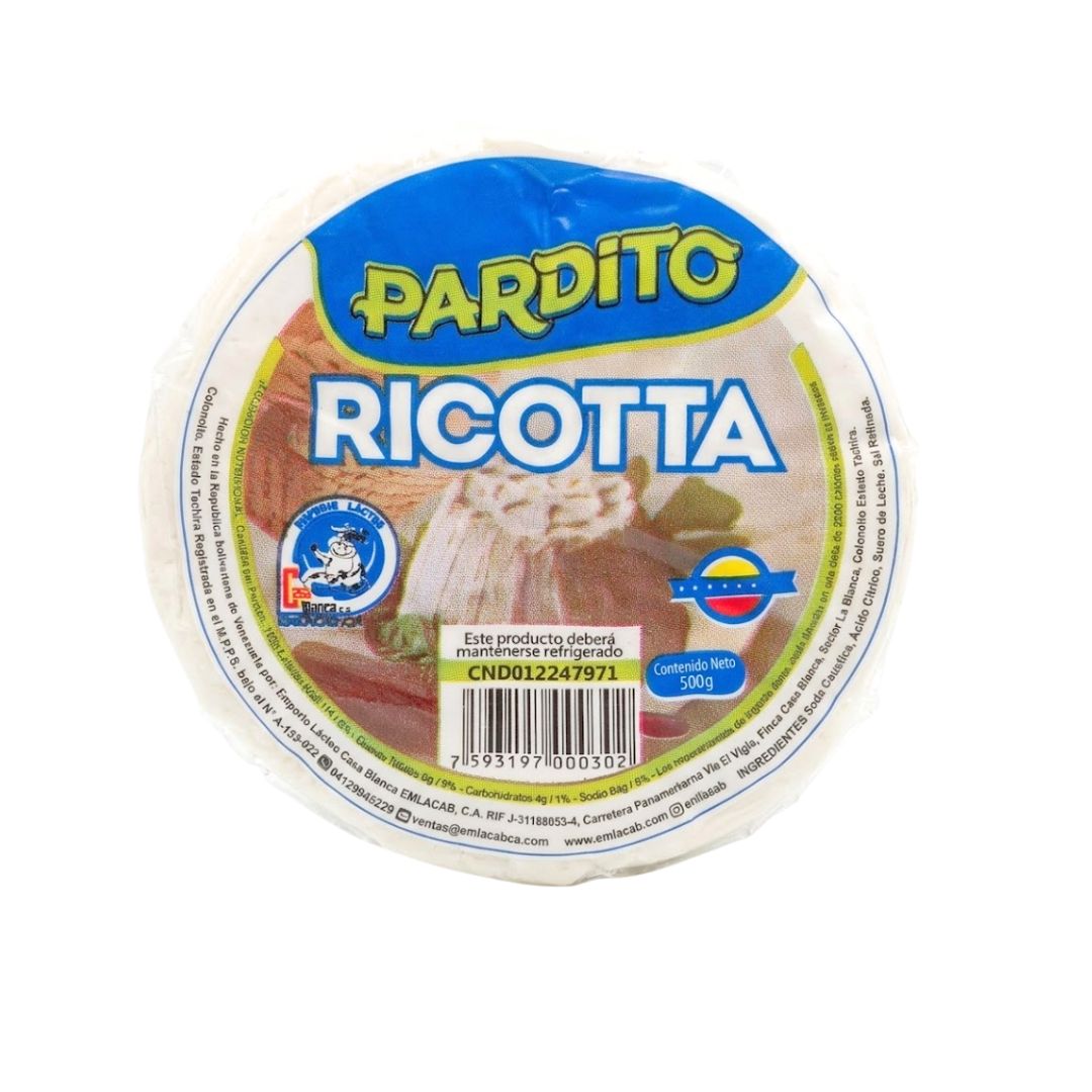 QUESO RICOTTA PARDITO 700 A 750GR APROXIMADO