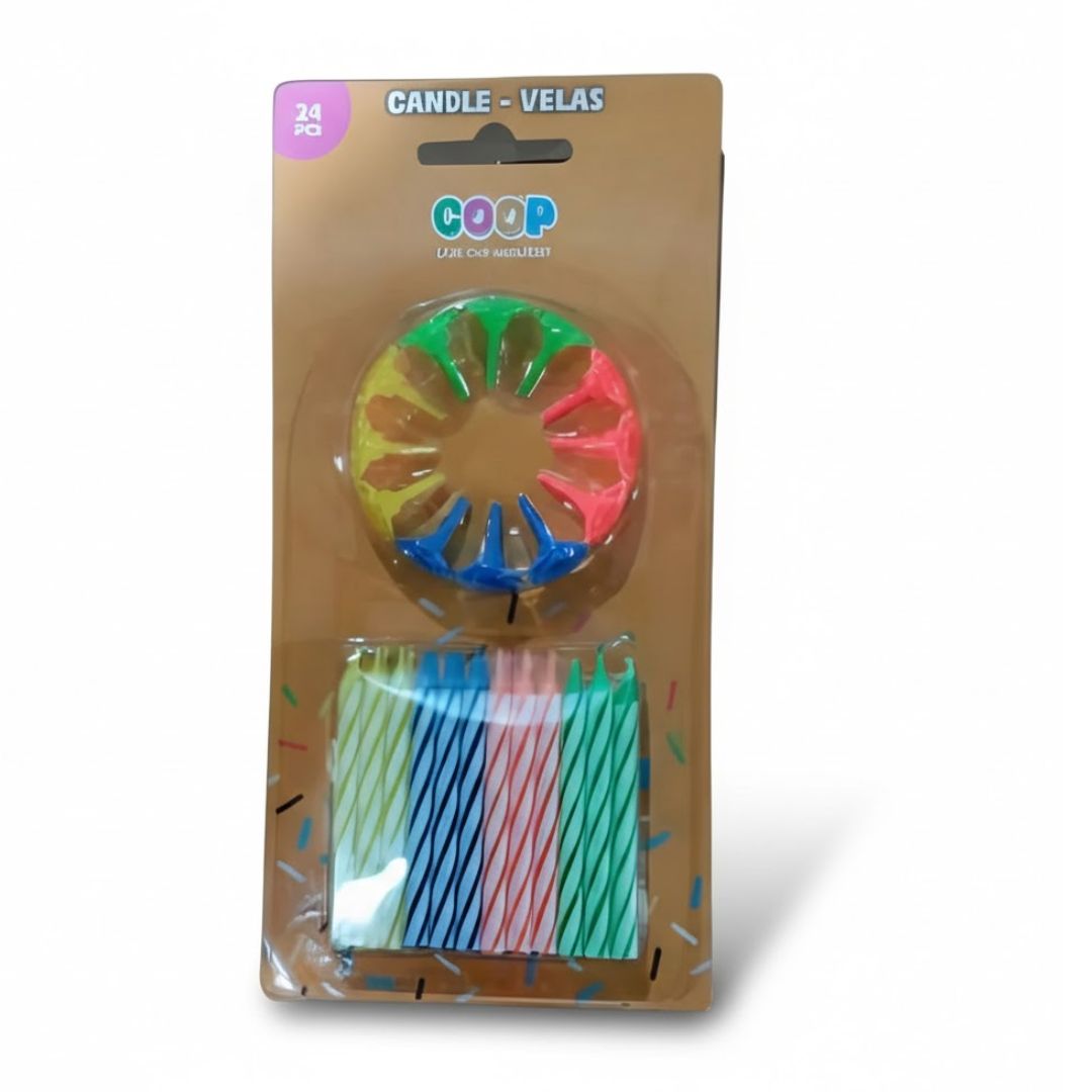 VELAS COLORES MIXTOS COOP 24PCS
